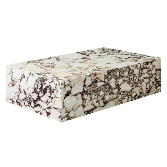 Table basse monolithe en marbre Calacatta Viola