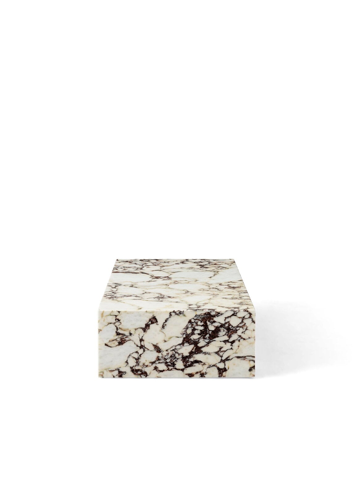 Table basse monolithe en marbre Calacatta Viola, vue arrière