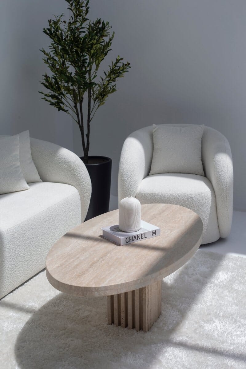 Table basse ovale Calista vue en plongée