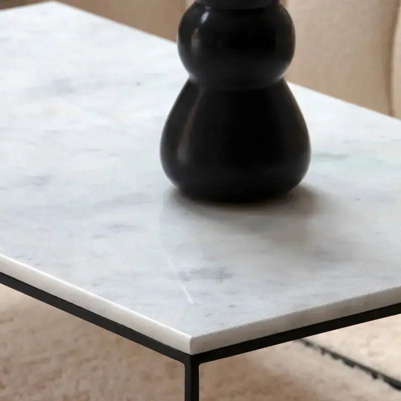 Table Basse Rectangulaire support noir - Divers Marbre et Dimensions - Modernista Maroc