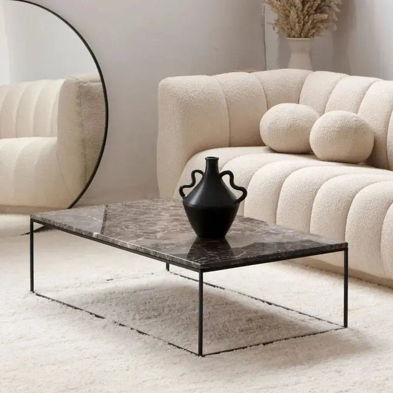 Table Basse Rectangulaire support noir - Divers Marbre et Dimensions - Modernista Maroc