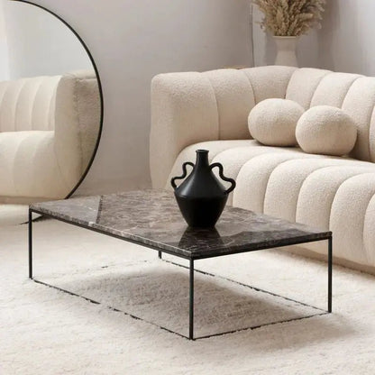 Table Basse Rectangulaire support noir - Divers Marbre et Dimensions - Modernista Maroc