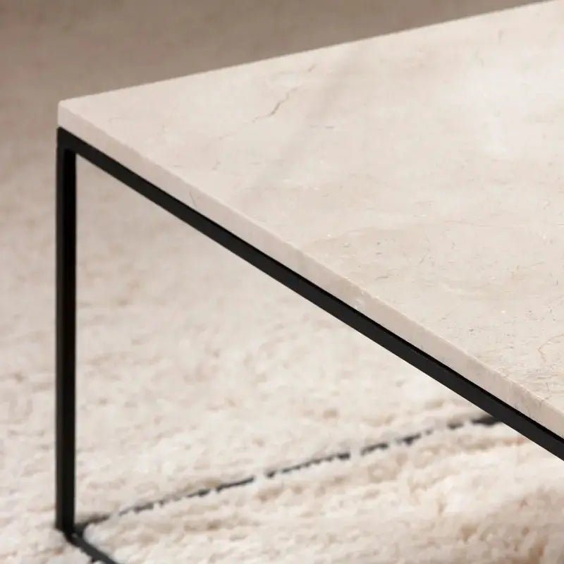 Table Basse Rectangulaire support noir - Divers Marbre et Dimensions - Modernista Maroc