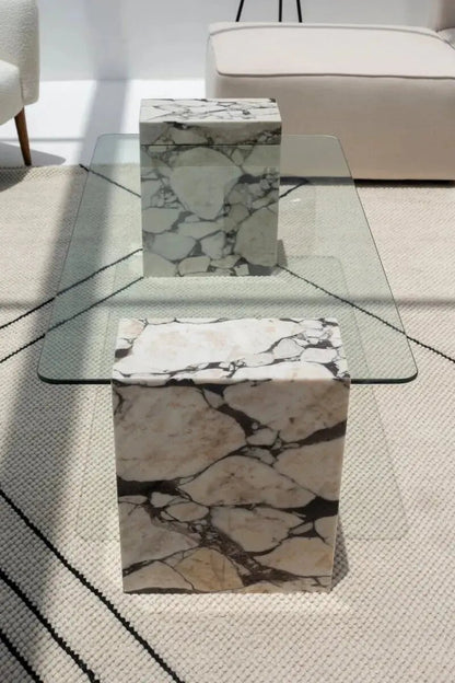 Table Basse Rome Calacatta Violet ( 2 Dimensions ) - Modernista Maroc