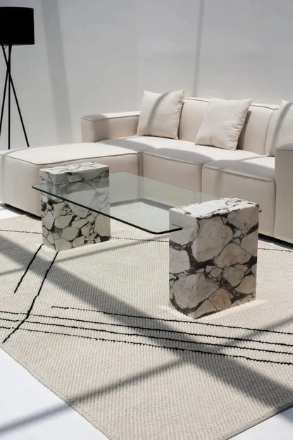 Table Basse Rome Calacatta Violet ( 2 Dimensions ) - Modernista Maroc