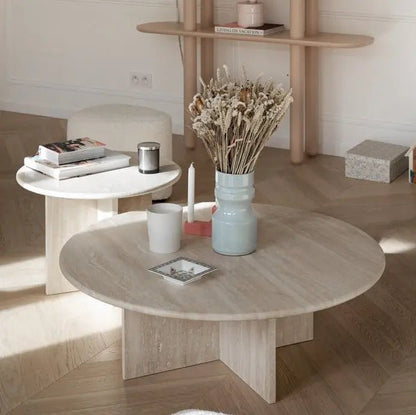 Table basse ronde en travertin Elektra - Modernista Maroc