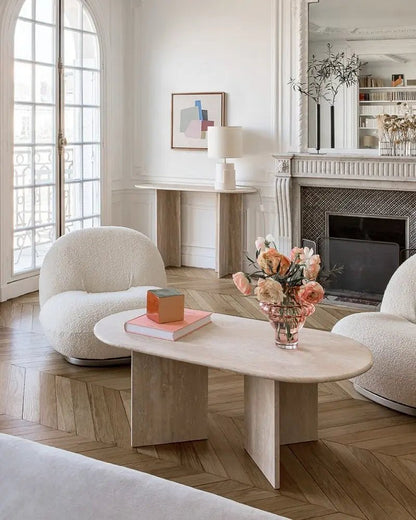Table Basse Spinelle en Travertin - Modernista Maroc