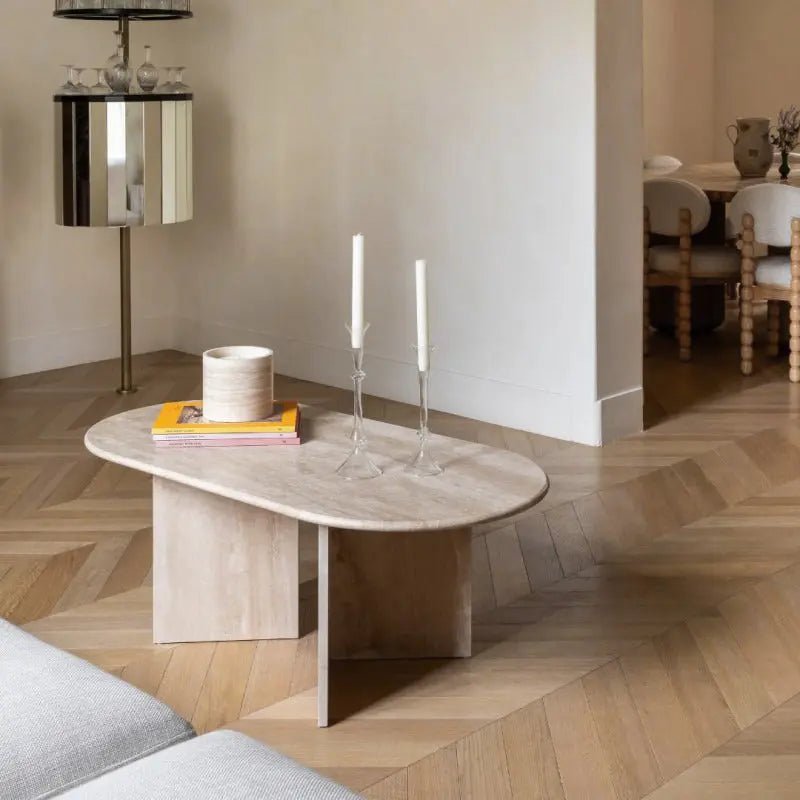 Table Basse Spinelle en Travertin - Modernista Maroc