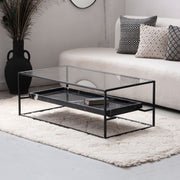 Table Basse Valeria en Verre et Marbre Noir