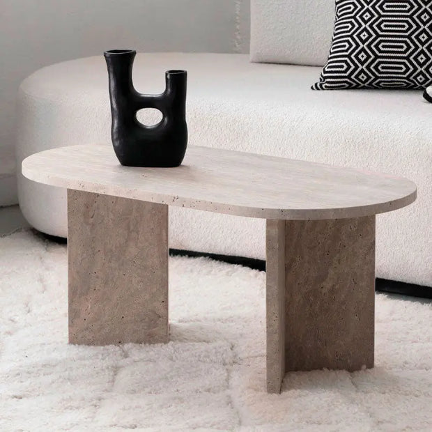 Table basse en travertin Hera- Modernista Maroc