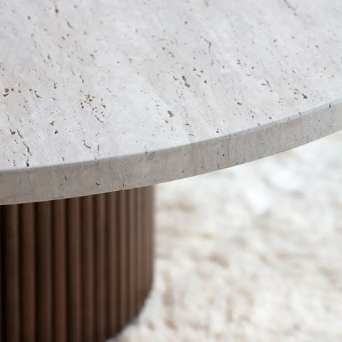 Table basse ronde en travertin - Modernista Maroc