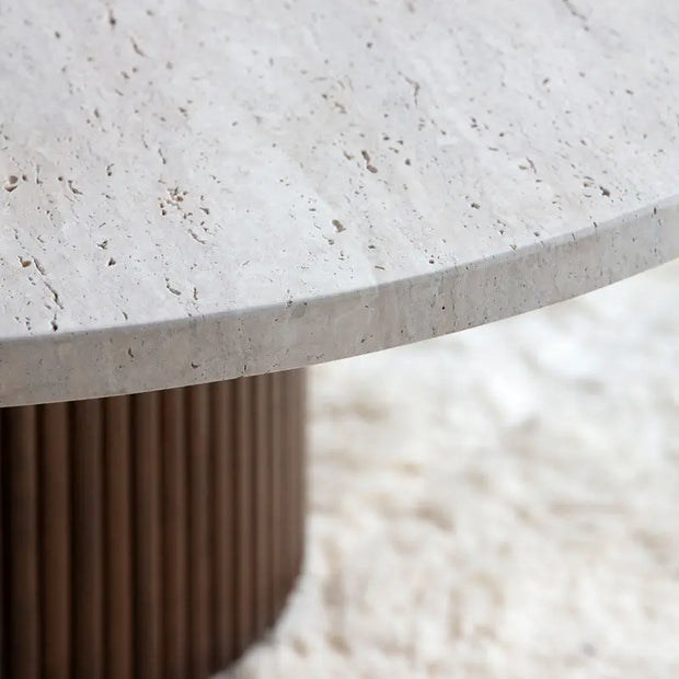 Table basse ronde en travertin - Modernista Maroc