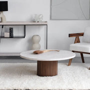 Table basse ronde en travertin - Modernista Maroc