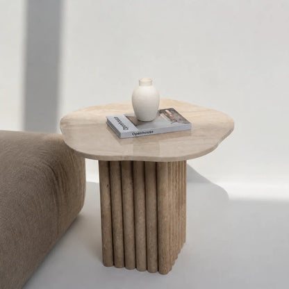 Table d’appoint Emma en travertin naturel - Modernista Maroc