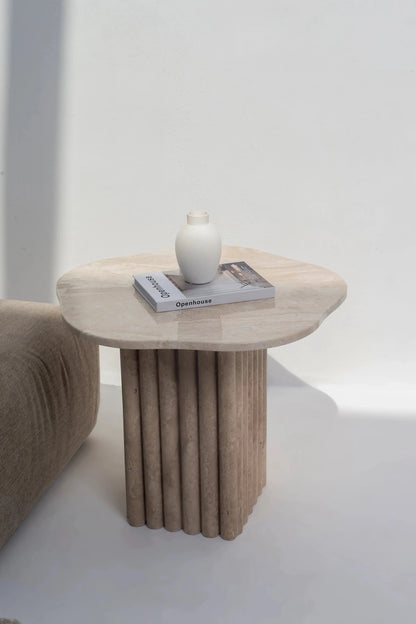 Table d’appoint Emma en travertin naturel - Modernista Maroc