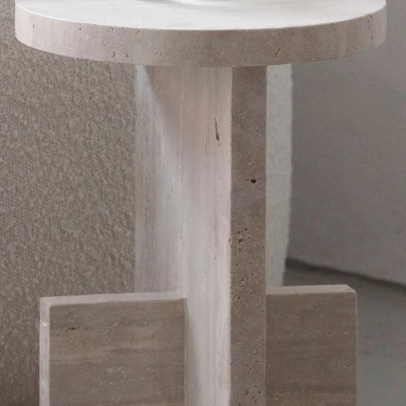 Table d'appoint en travertin Cristallin - Modernista Maroc