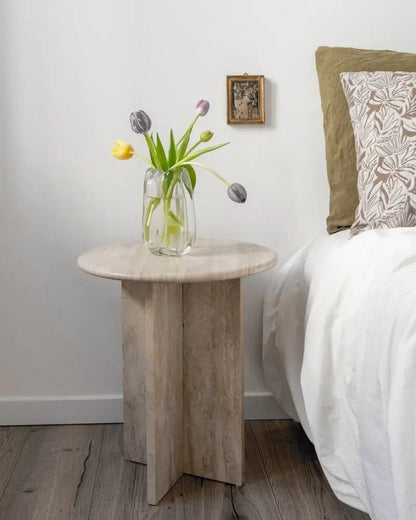 Table d'appoint en travertin Magnifis - Modernista Maroc