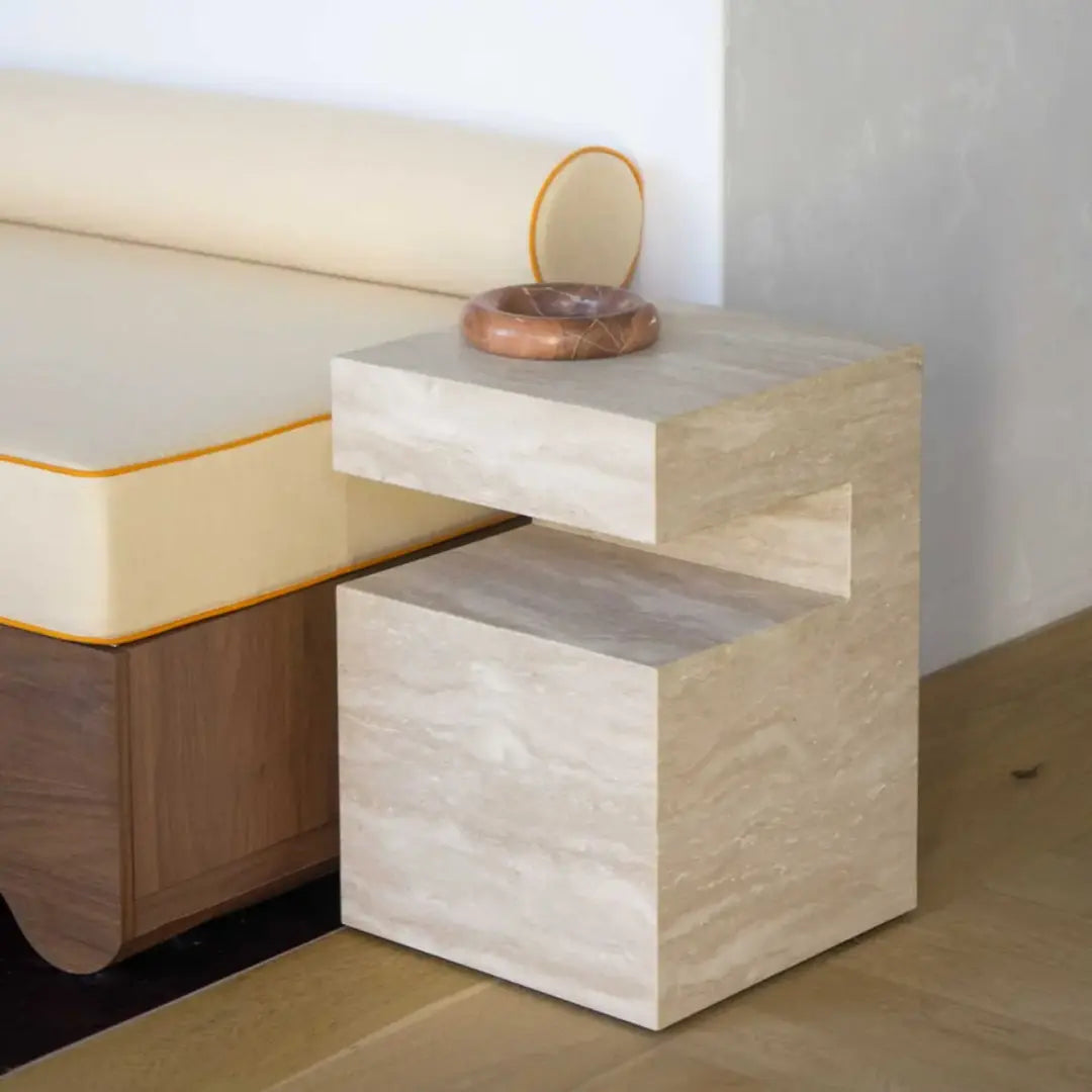 Table d'appoint en travertin Magnifis - Modernista Maroc