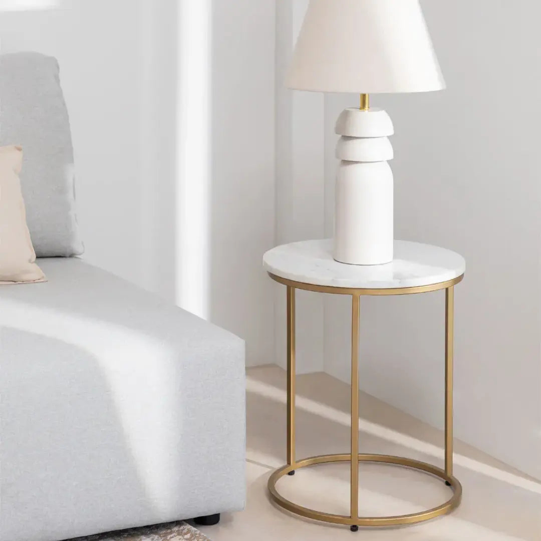Table d’Appoint Oris – Marbre Véritable Ø40 cm - Modernista Maroc