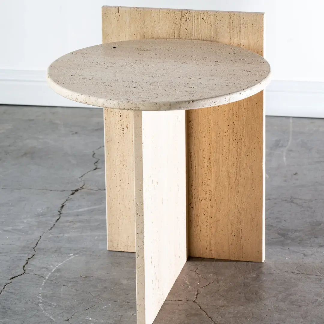 Table d'appoint ronde en travertin - Modernista Maroc
