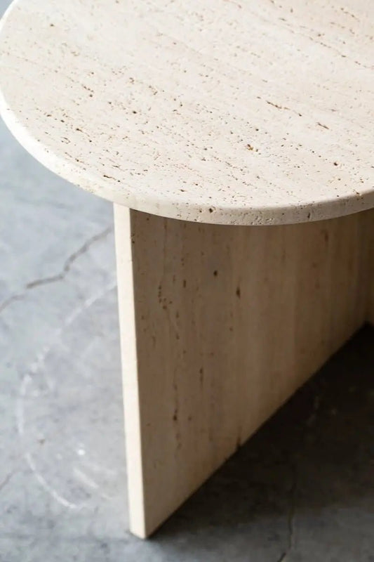 Table d'appoint ronde en travertin - Modernista Maroc