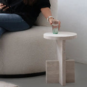 Table d'appoint en travertin Cristallin - Modernista Maroc