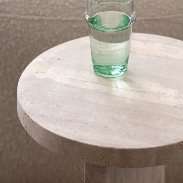 Table d'appoint en travertin Cristallin - Modernista Maroc