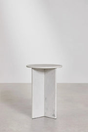 Tables de chevet ronde Ø35 cm en marbre Blanc (Lot de 2 tables)