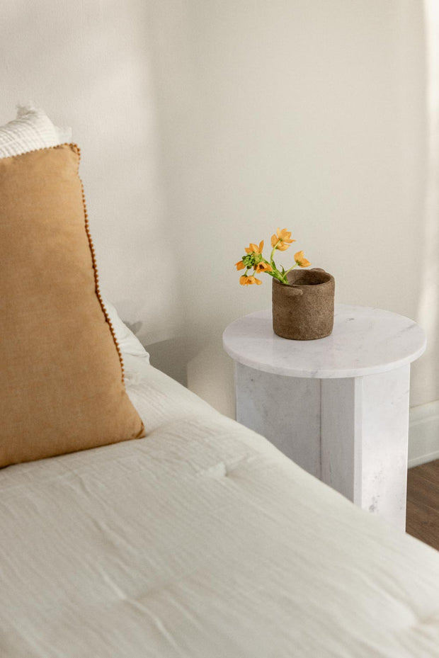 Tables de chevet ronde Ø35 cm en marbre Blanc (Lot de 2 tables)