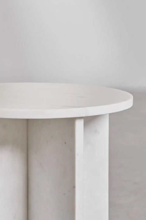 Tables de chevet ronde Ø35 cm en marbre Blanc (Lot de 2 tables)
