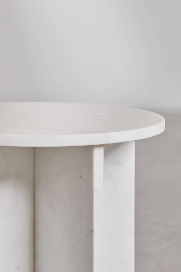 Tables de chevet ronde Ø35 cm en marbre Blanc (Lot de 2 tables)