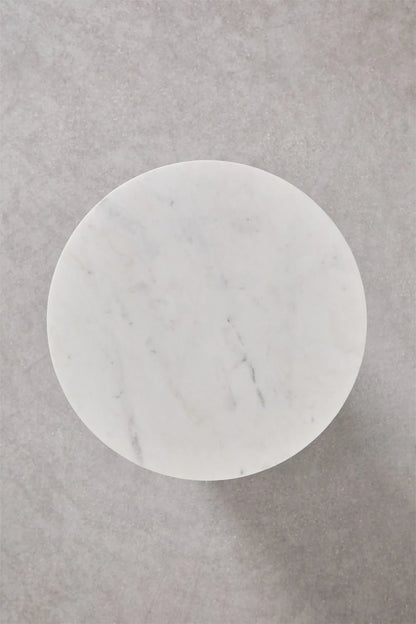 Tables de chevet ronde Ø35 cm en marbre Blanc (Lot de 2 tables)