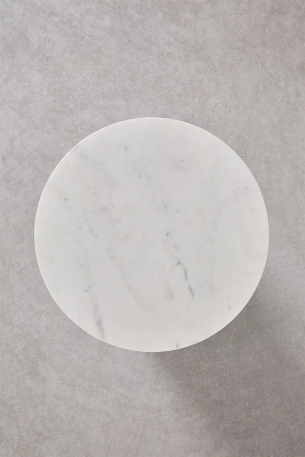 Tables de chevet ronde Ø35 cm en marbre Blanc (Lot de 2 tables)