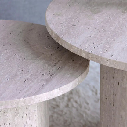 Duo de tables basses en travertin - Modernista Maroc