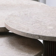 Table basse ronde en travertin - Modernista Maroc