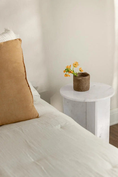 Tables de chevet ronde Ø35 cm en marbre Blanc (Lot de 2 tables) - Modernista Maroc