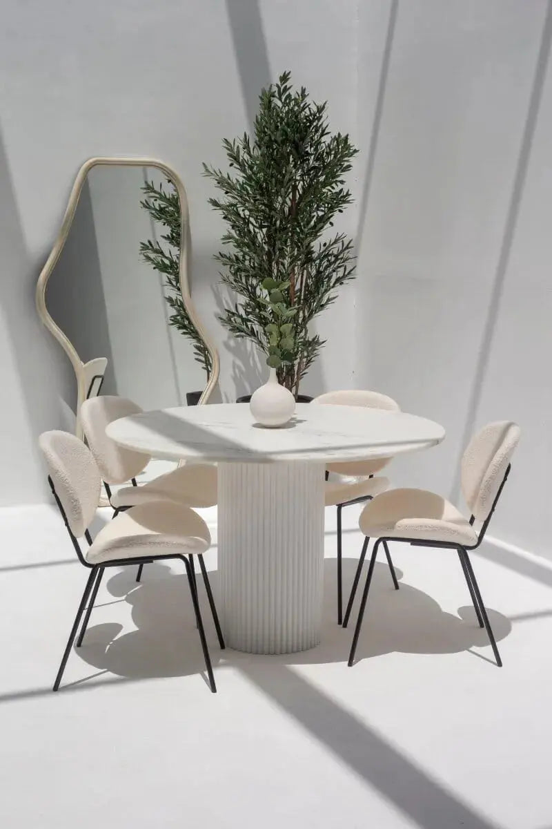 Table à manger Carthage en marbre Blanc (support en deux coloris) - Modernista Maroc