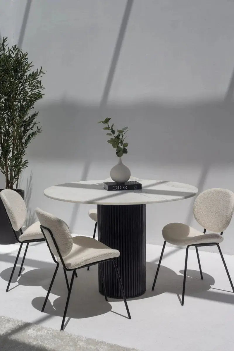 Table à manger Carthage en marbre Blanc (support en deux coloris) - Modernista Maroc