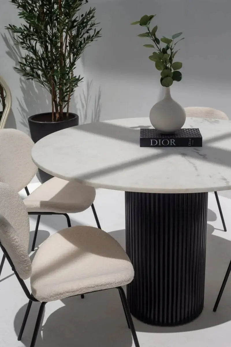 Table à manger Carthage en marbre Blanc (support en deux coloris) - Modernista Maroc