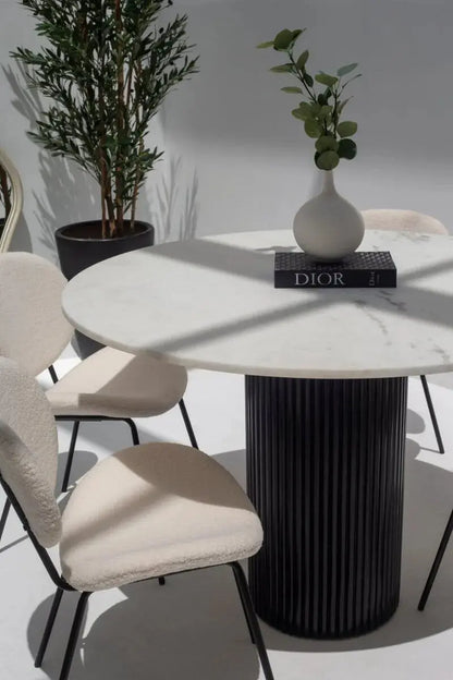 Table à manger Carthage en marbre Blanc (support en deux coloris) - Modernista Maroc