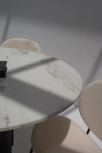 Table à manger Carthage en marbre Blanc (support en deux coloris) - Modernista Maroc
