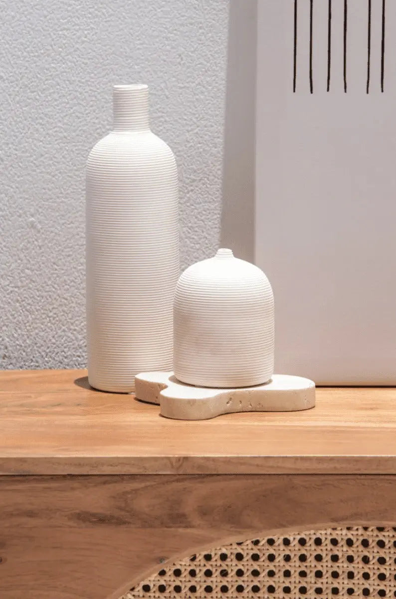 Plateau en Travertin Beige Irrégulier (2 Tailles) - Modernista Maroc