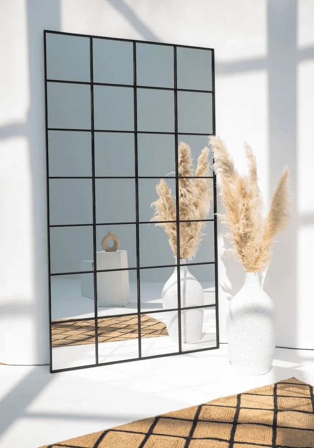 Miroir Fenêtre Rectangulaire XL Noir (210x120 CM) - Modernista Maroc