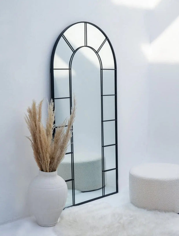 Miroir Arqué noir avec Cadre Divisé ( 4 Dimensions )