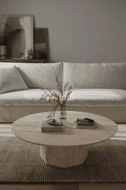 table basse ronde en travertin - Modernista Maroc