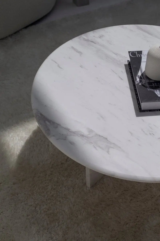 Table basse en marbre blanc - Modernista Maroc