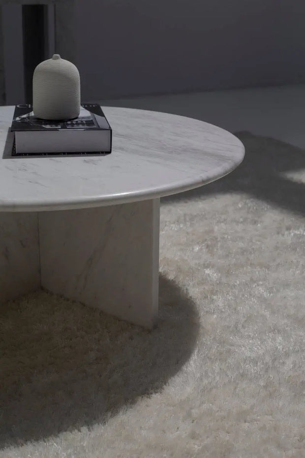 Table basse en marbre blanc - Modernista Maroc