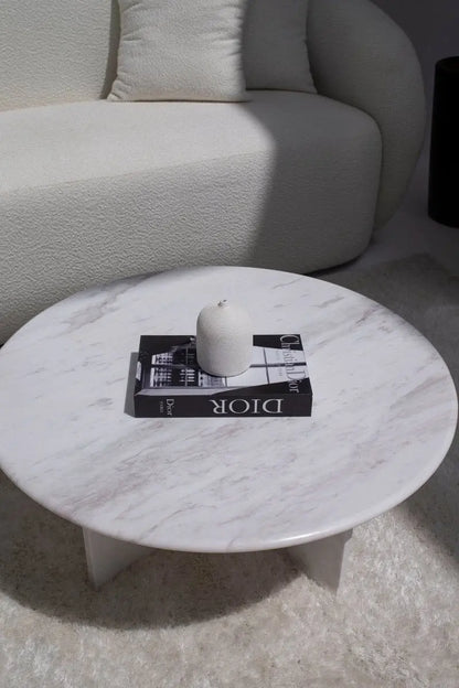 Table basse en marbre blanc - Modernista Maroc