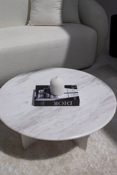 Table basse en marbre blanc - Modernista Maroc