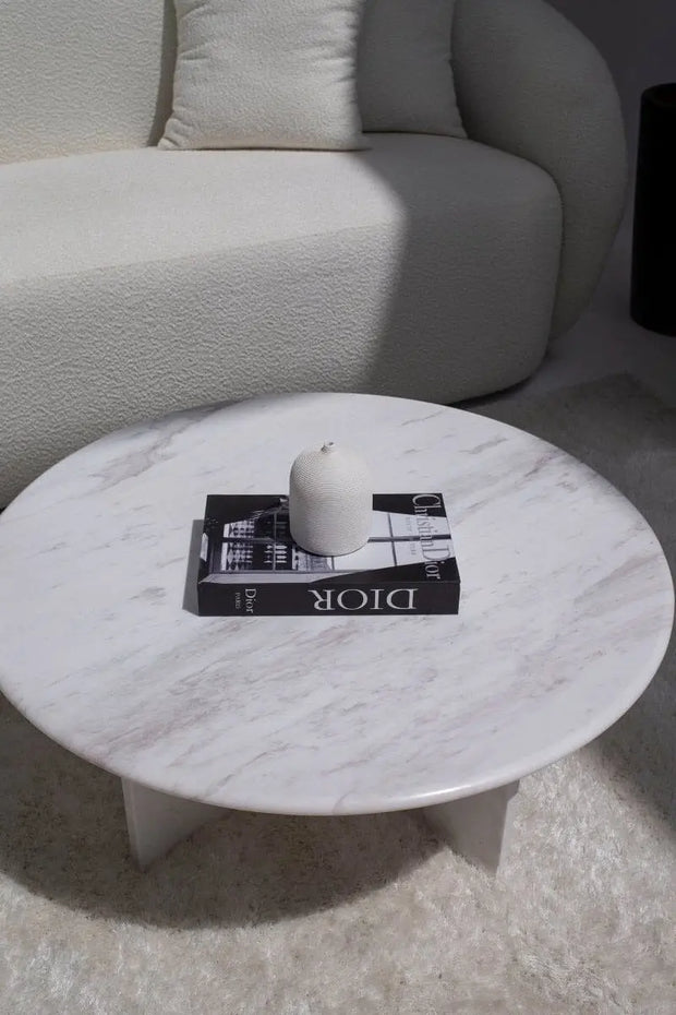 Table basse en marbre blanc - Modernista Maroc